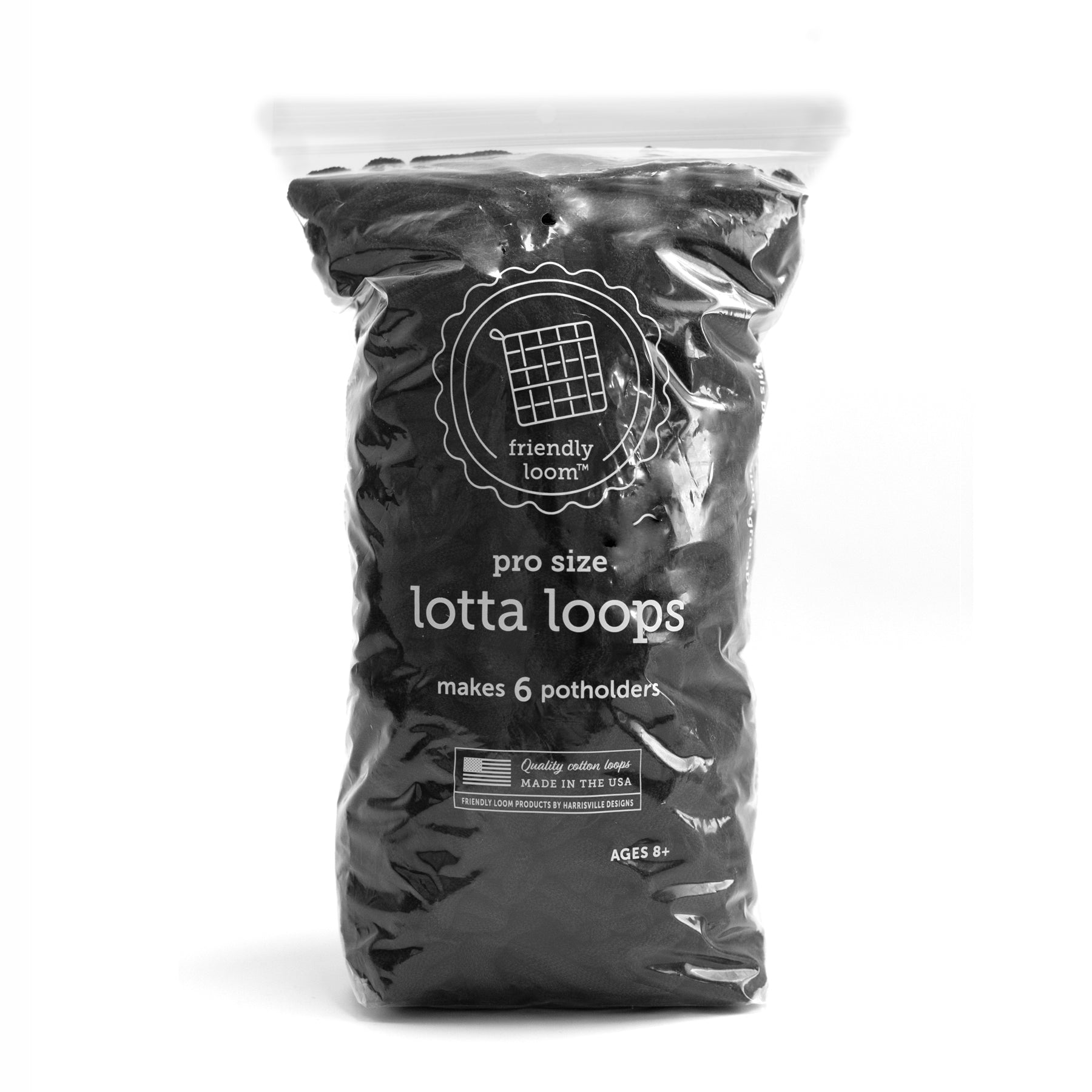 Potholder Loops - Pro Size - Lotta Loops - Friendly Loom by Harrisville Designs Black Loops / Pro